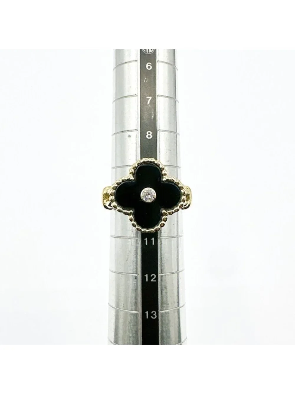 Van Cleef & Arpels Vintage Alhambra Onyx Diamond Yellow Gold Ring